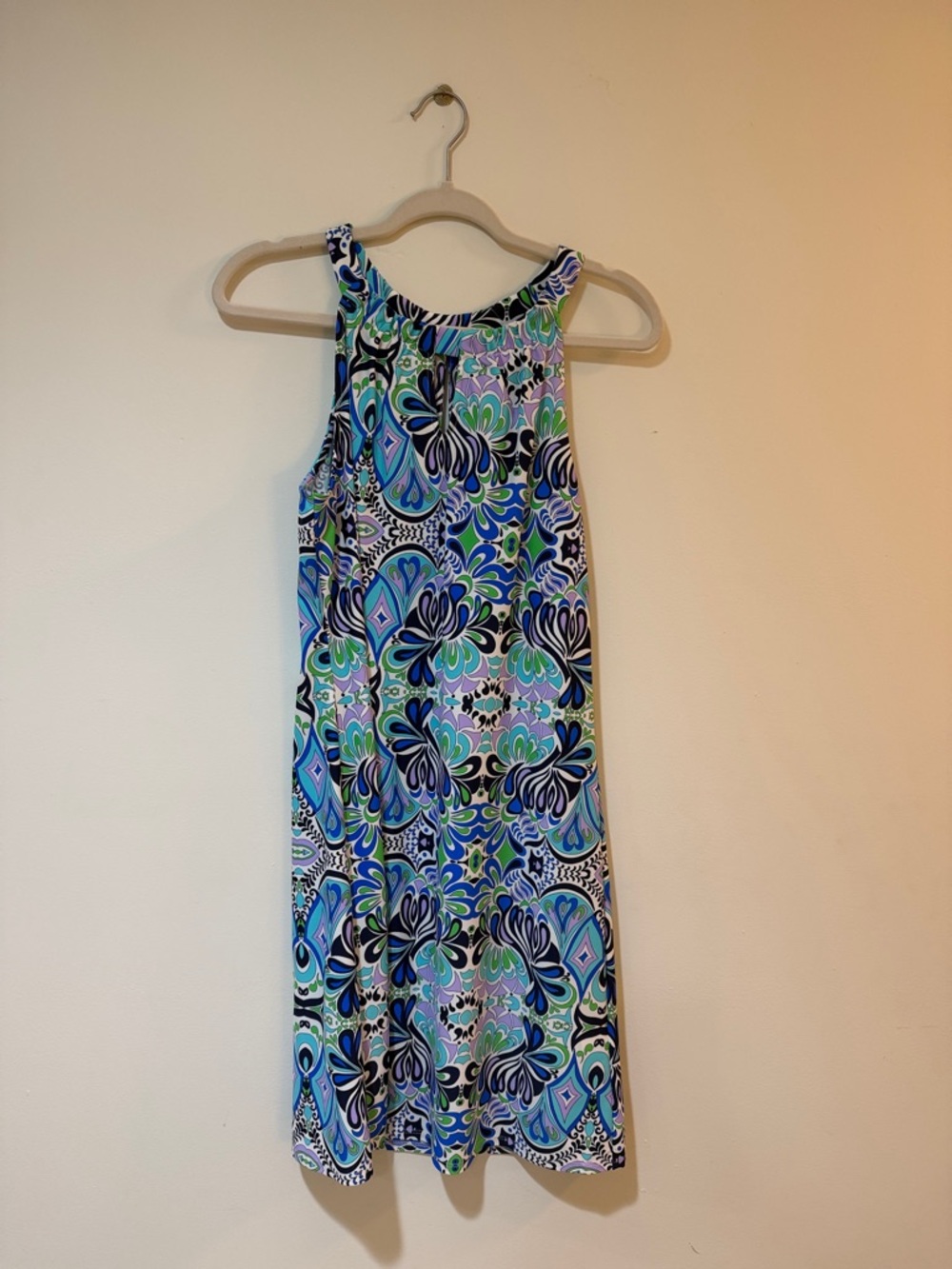 Jude Connally Blue, Green & Black Paisley-Print Mini Dress